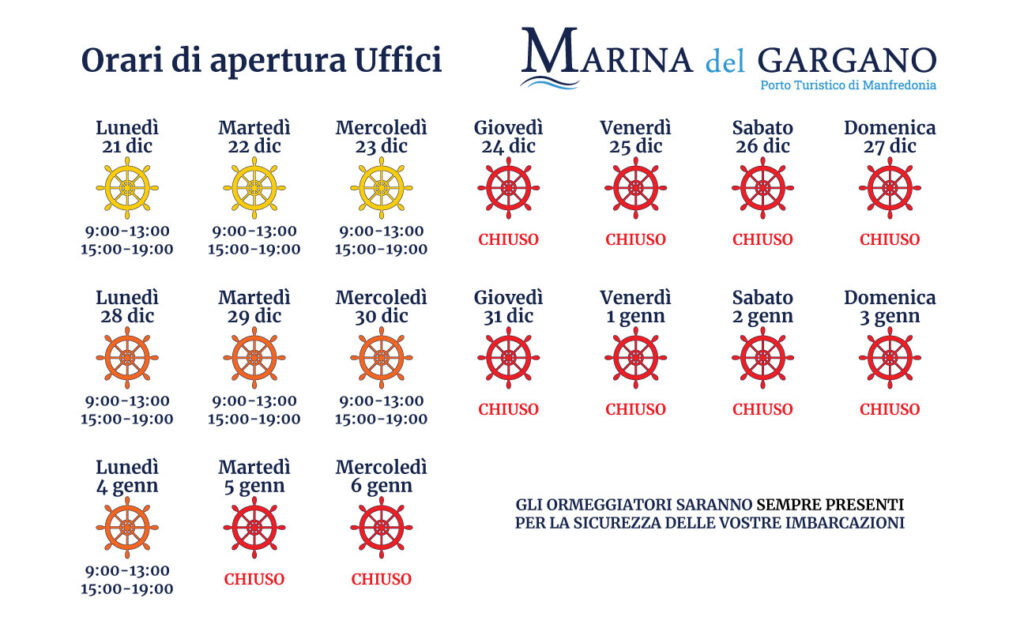 Orari Uffici Marina del Gargano - Decreto Natale 2020