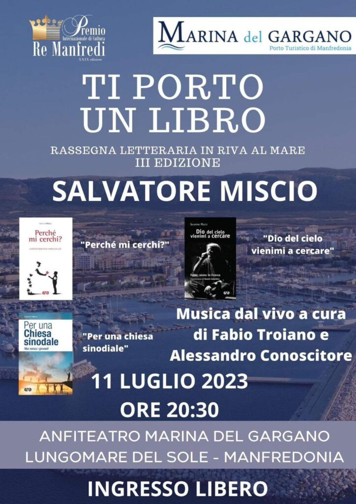 Stasera 11 luglio 20:30 Salvatore Miscio Ti Porto un Libro