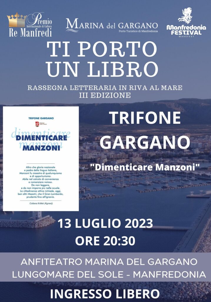 Stasera 13 luglio 20:30 Gargano Trifone Ti Porto un Libro